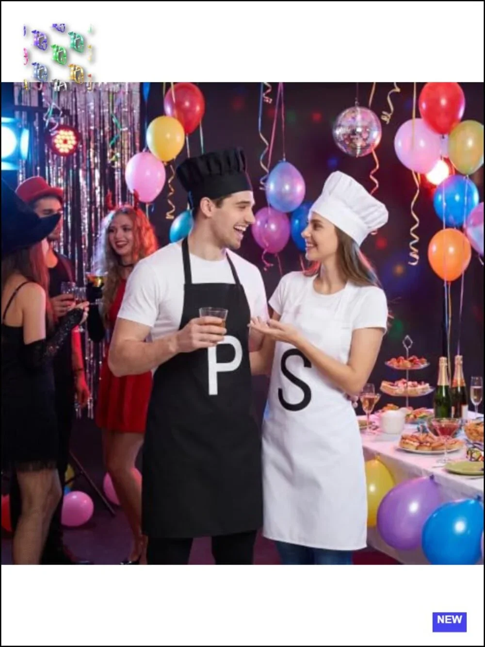 Salt and Pepper Apron & Chef Hat Set for Adults - Polyester Costume